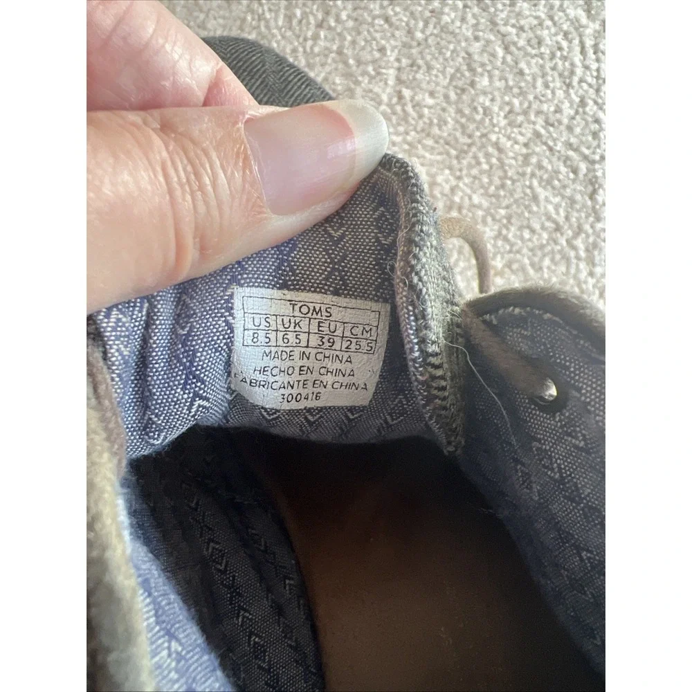 Toms Desert Wedge Herringbone Bootie Ankle Boots Size 8.5 Brown Fabric Academia